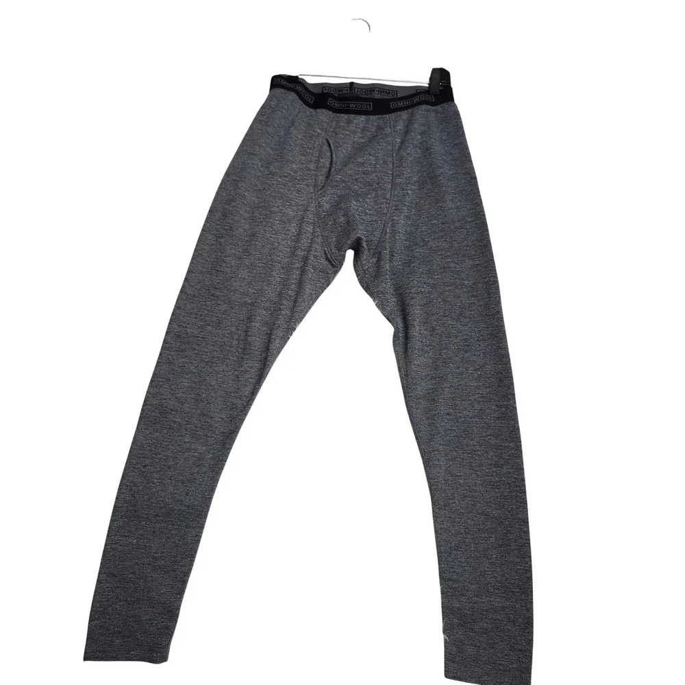 Omni-Wool Mens Thermal Base Layer Leggings‎ Heather Grey Wool Blend Large Winter